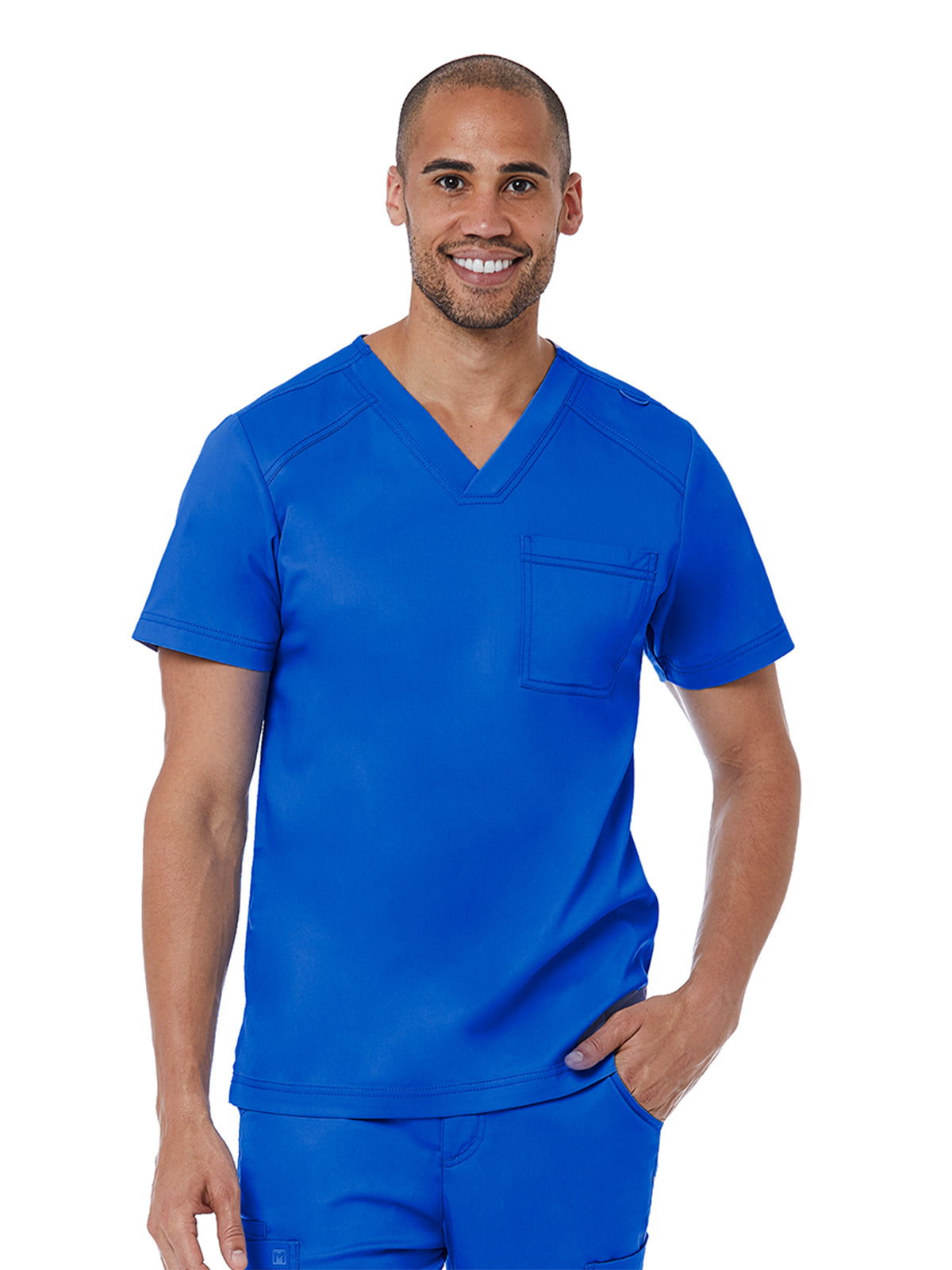 Men's One-Pocket V-Neck Top - 5501 - Royal Blue