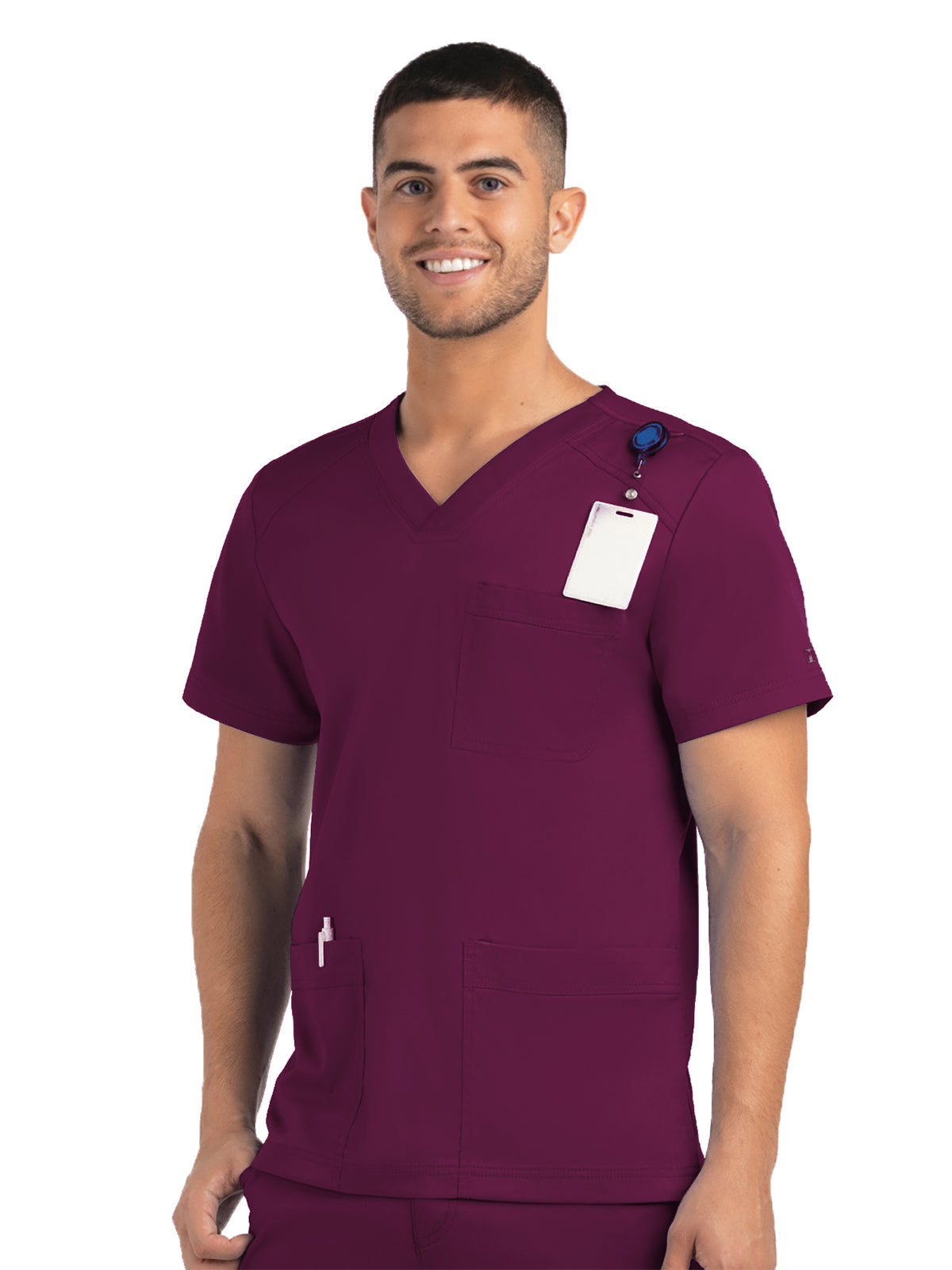 Men's Three-Pocket V-Neck Top - 5502 - Wine