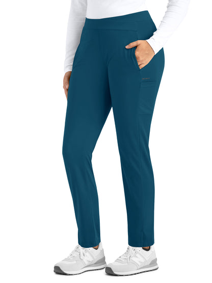 Women's Four-Pocket Wrapped Waist Tapered Pant - 60301 - Caribbean Blue