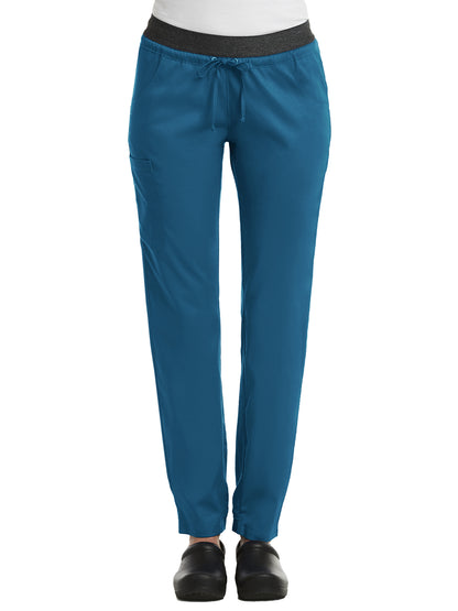 Women's Five-Pocket Contrast E-Band Pant - 6701 - Caribbean Blue