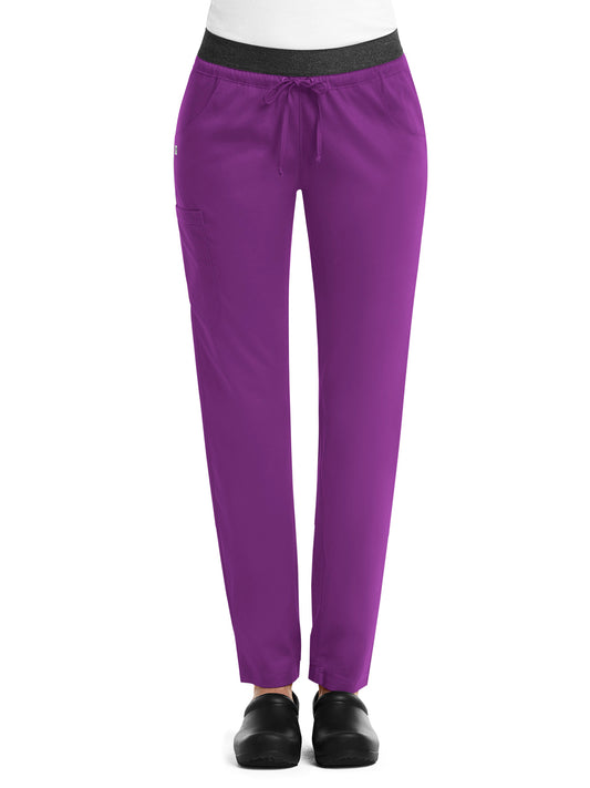 Women's Five-Pocket Contrast E-Band Pant - 6701 - Dahlia