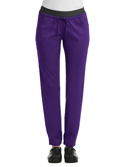 Women's Five-Pocket Contrast E-Band Pant - 6701 - Eggplant