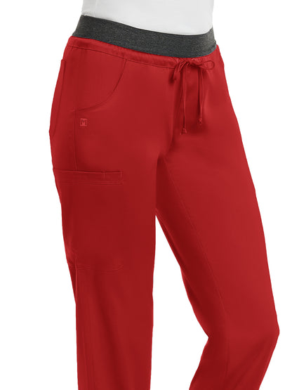 Women's Five-Pocket Contrast E-Band Pant - 6701 - Red