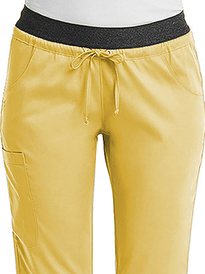 Women's Five-Pocket Contrast E-Band Pant - 6701 - Sunshine Yellow