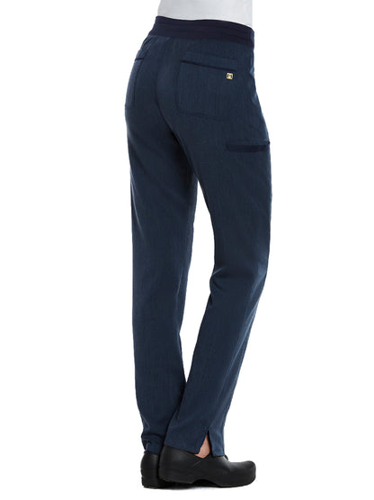 Women's Five-Pocket Mid Rise Pull-On Pant - 6901 - Heather Navy