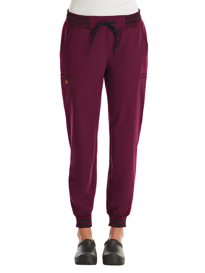 Women's Six-Pocket Full Waistband Jogger Pant - 6902 - Wine