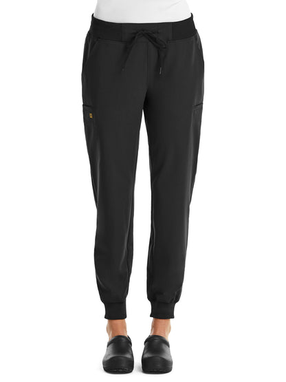 Women's Six-Pocket Mid Rise Convertible Drawcord Jogger Pant - 6903 - Black