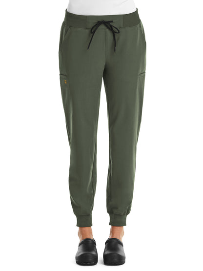 Women's Six-Pocket Mid Rise Convertible Drawcord Jogger Pant - 6903 - Olive