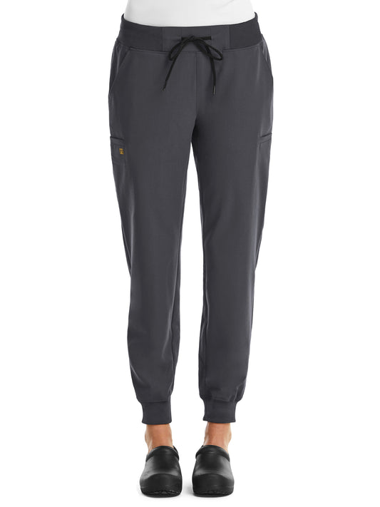 Women's Six-Pocket Mid Rise Convertible Drawcord Jogger Pant - 6903 - Pewter