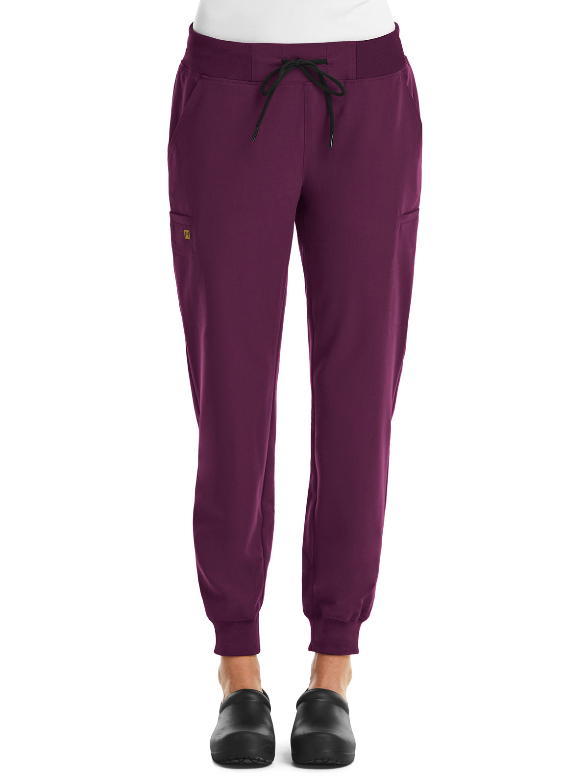 Women's Six-Pocket Mid Rise Convertible Drawcord Jogger Pant - 6903 - Wine