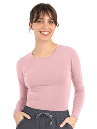 Women's Basic Long Sleeve Underscrub Tee - 6909 - Light Mauve