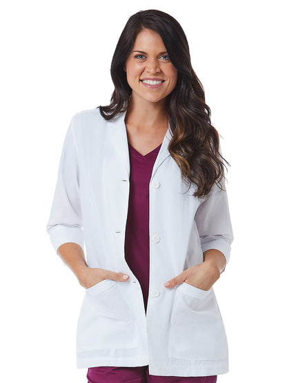 Women's 3/4-Sleeve Two-Pocket 28.5" Lab Coat - 7126 - White