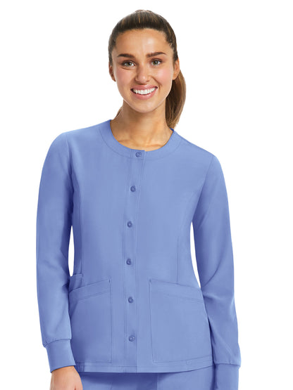 Women's Three-Pocket Round Neck Scrub Jacket - 7510 - Ceil Blue