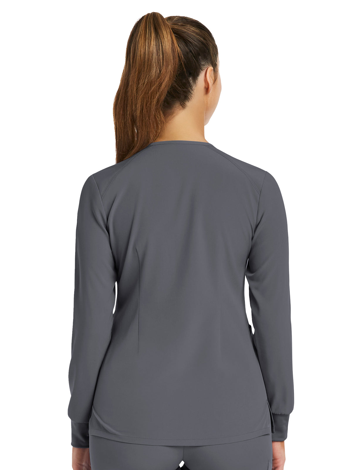 Women's Three-Pocket Round Neck Scrub Jacket - 7510 - Pewter