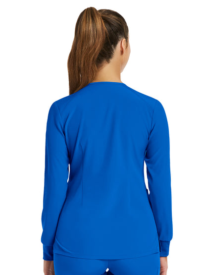 Women's Three-Pocket Round Neck Scrub Jacket - 7510 - Royal Blue