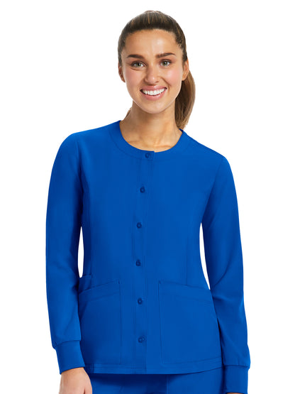 Women's Three-Pocket Round Neck Scrub Jacket - 7510 - Royal Blue