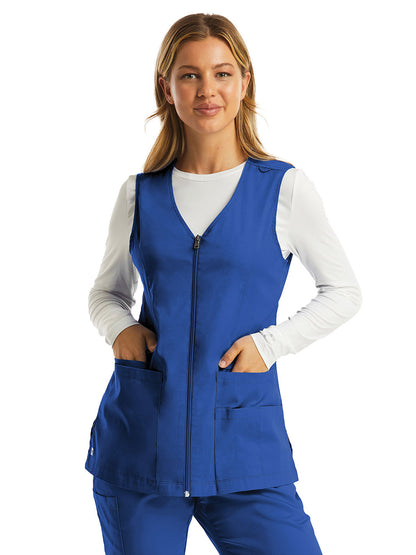 Women's Five-Pocket Zip-Front V-Neck Vest - 7711 - Royal Blue