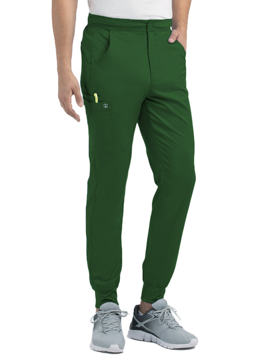 Men's Six-Pocket Half Elastic Pant - 8501 - Hunter Green