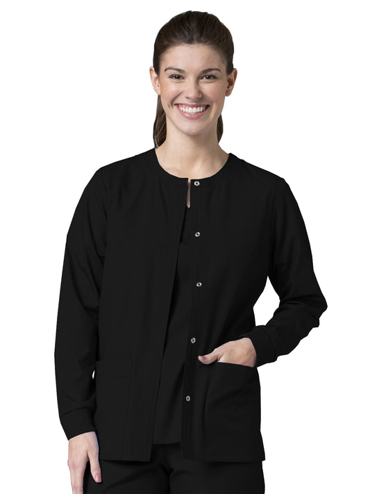 Women's Four-Pocket Warm-Up Scrub Jacket - 8706 - Black