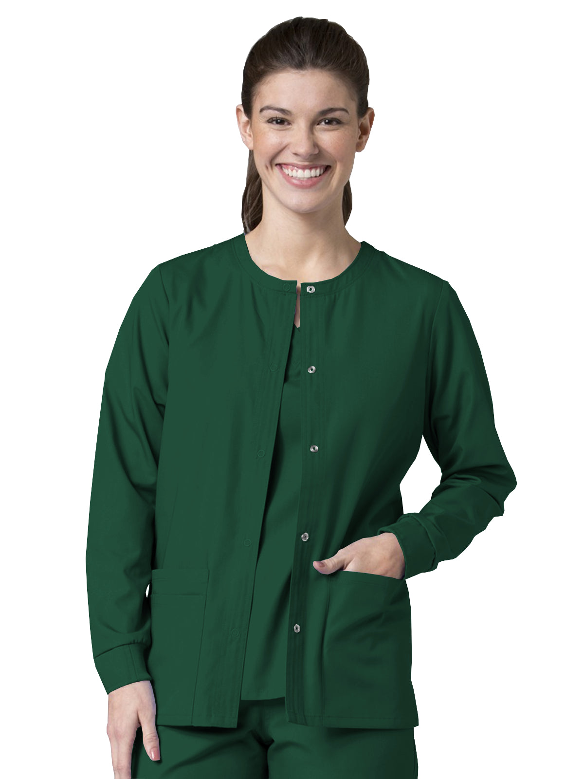 Women's Four-Pocket Warm-Up Scrub Jacket - 8706 - Hunter Green