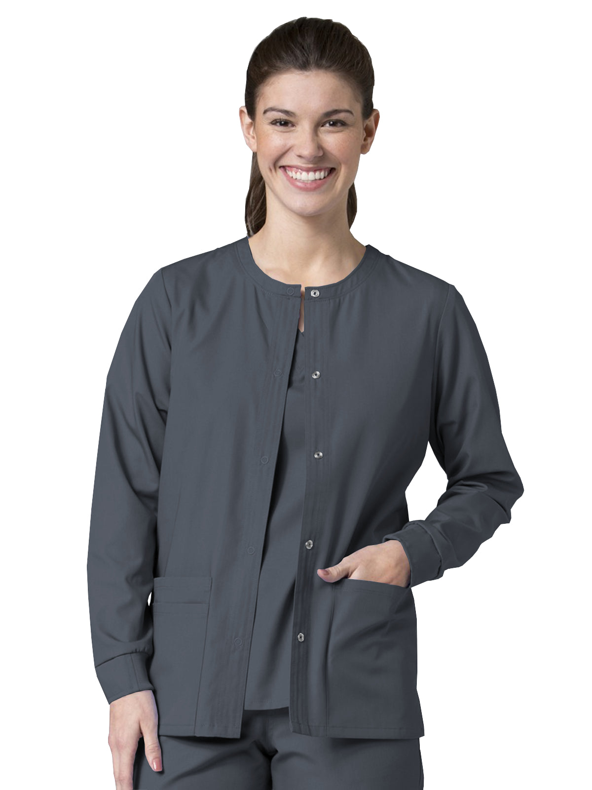 Women's Four-Pocket Warm-Up Scrub Jacket - 8706 - Pewter