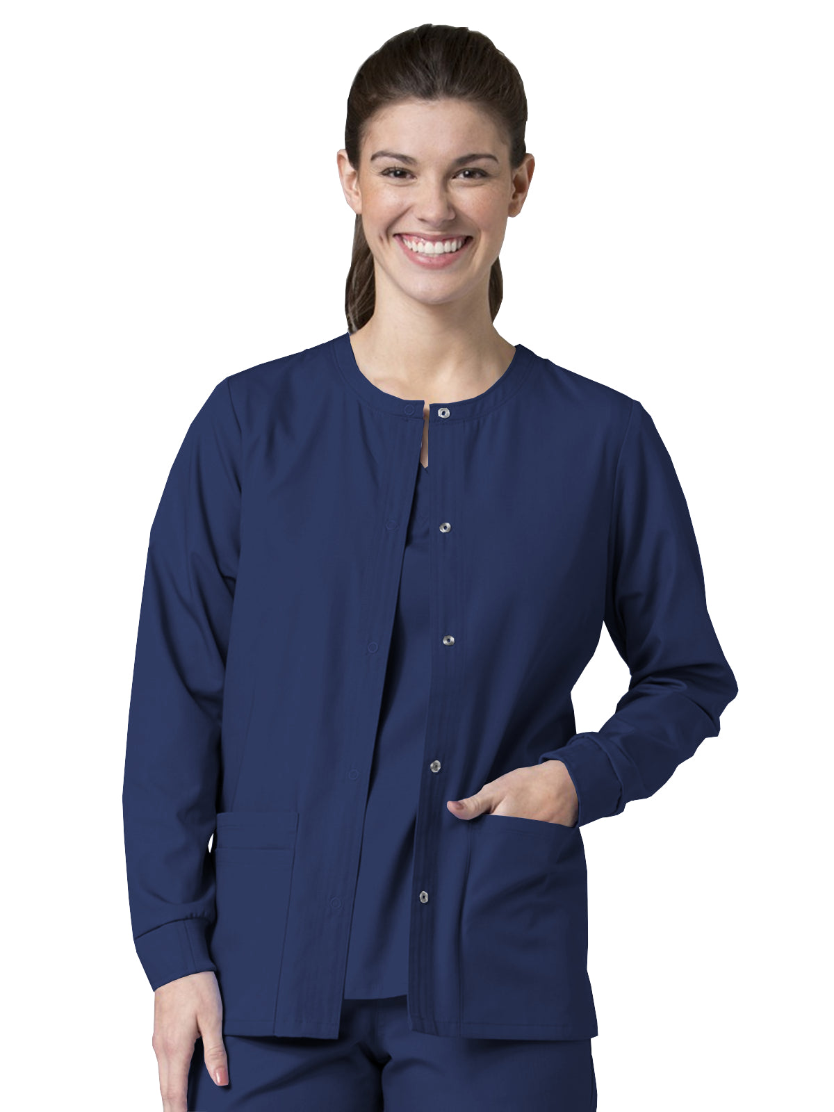 Women's Four-Pocket Warm-Up Scrub Jacket - 8706 - True Navy