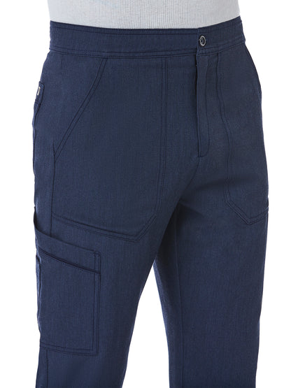 Men's Six-Pocket Half Elastic Pant - 8901 - Heather Navy