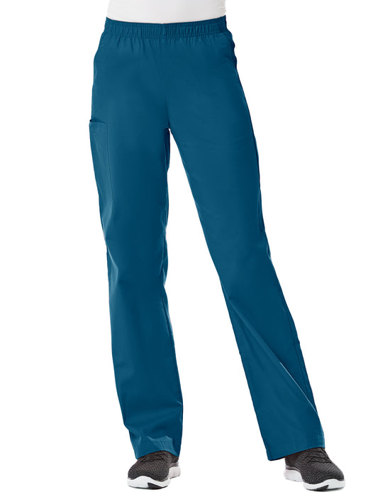 Women's Four-Pocket Full Elastic Pant - 9016 - Caribbean Blue