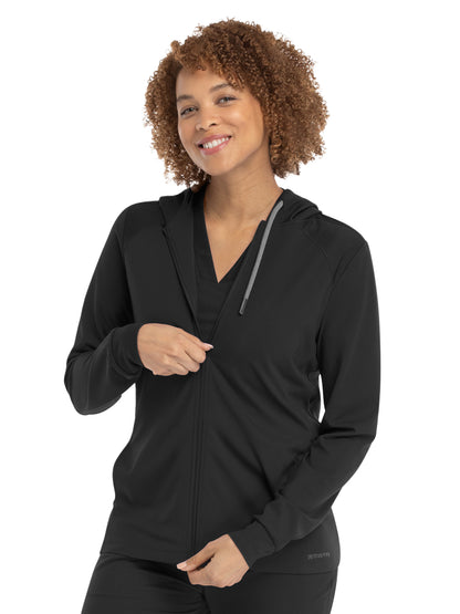 Women's Six-Pocket Zip Up Hoodie Jacket - 90301 - Black