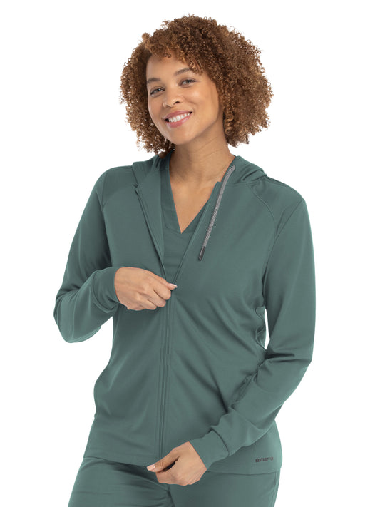 Women's Six-Pocket Zip Up Hoodie Jacket - 90301 - Sage