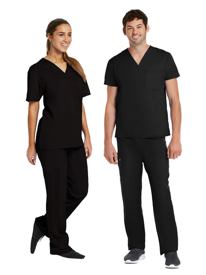 Unisex One-Pocket V-Neck and Two-Pocket Drawstring Cargo Scrub Set - 9500 - Black