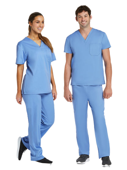 Unisex One-Pocket V-Neck and Two-Pocket Drawstring Cargo Scrub Set - 9500 - Ceil Blue