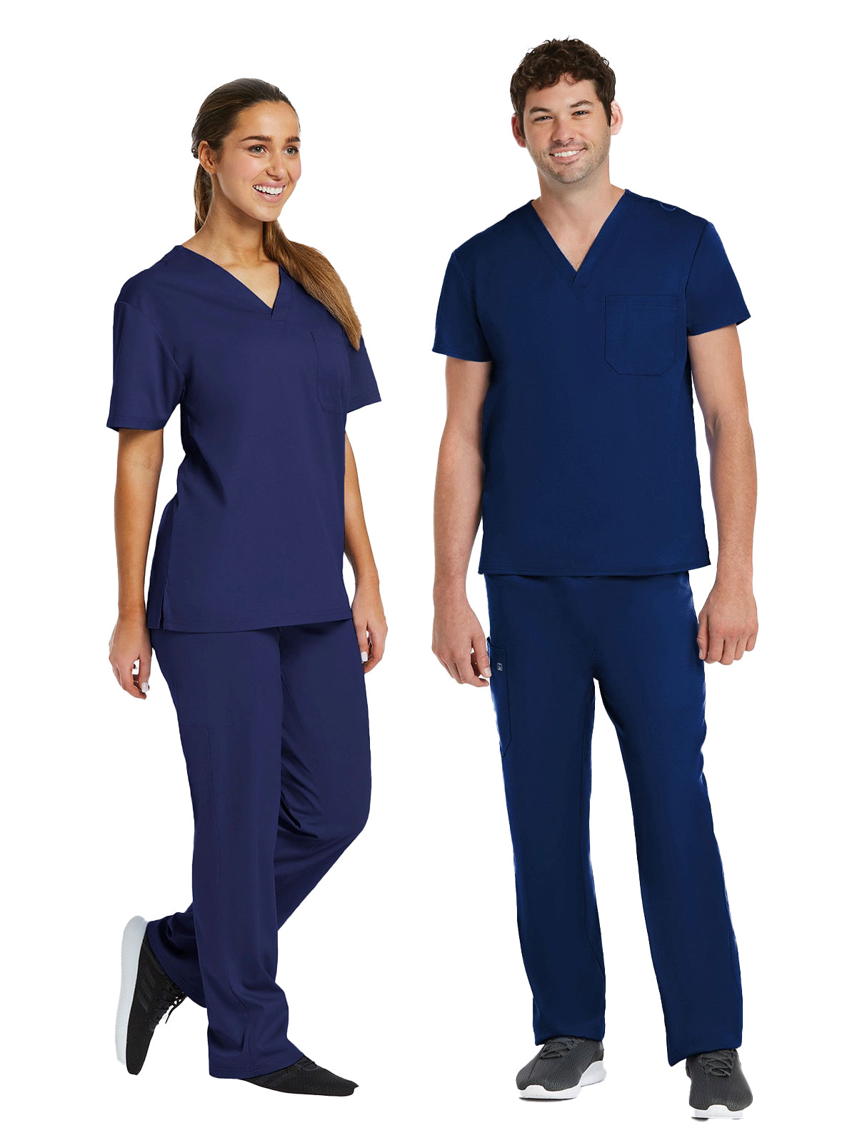 Unisex One-Pocket V-Neck and Two-Pocket Drawstring Cargo Scrub Set - 9500 - Navy