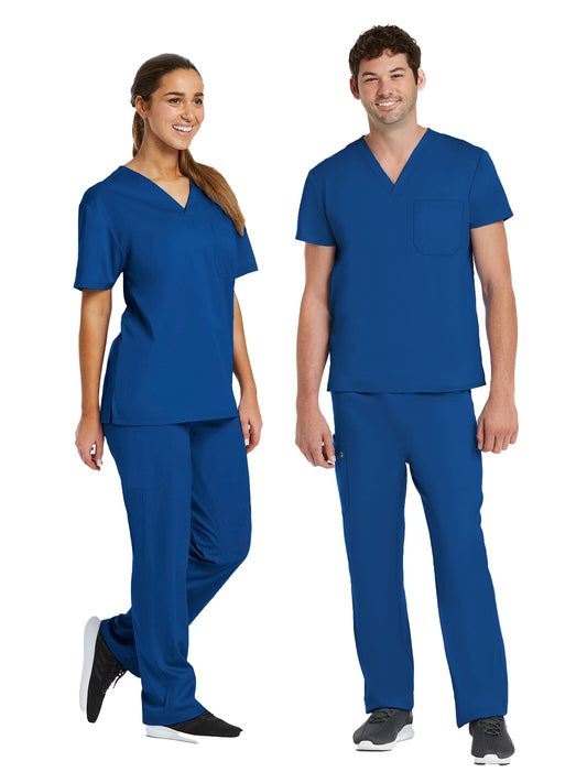 Unisex One-Pocket V-Neck and Two-Pocket Drawstring Cargo Scrub Set - 9500 - Royal Blue