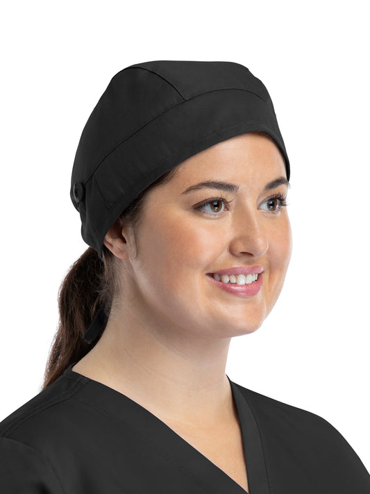 Unisex Scrub Cap with Button - NC315 - Black