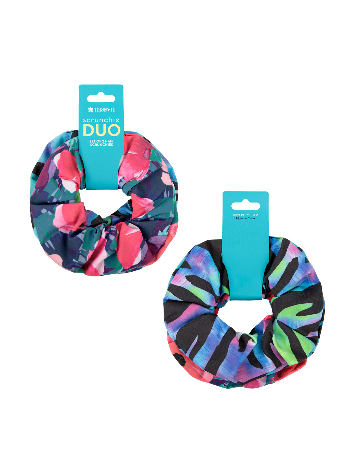 Printed Scrunchie Duo Set - SCRDUO - Autumm Bloom/Tiger Daze