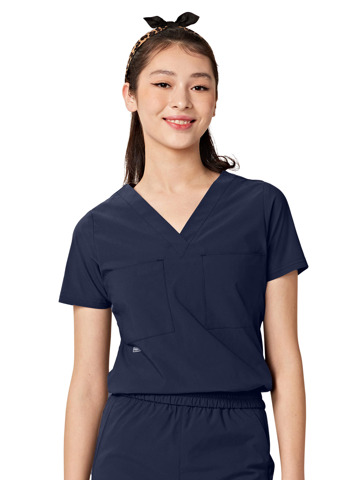 Women's Two-Pocket Tuck Band VALENCIA V-Neck Top - 1011 - Navy