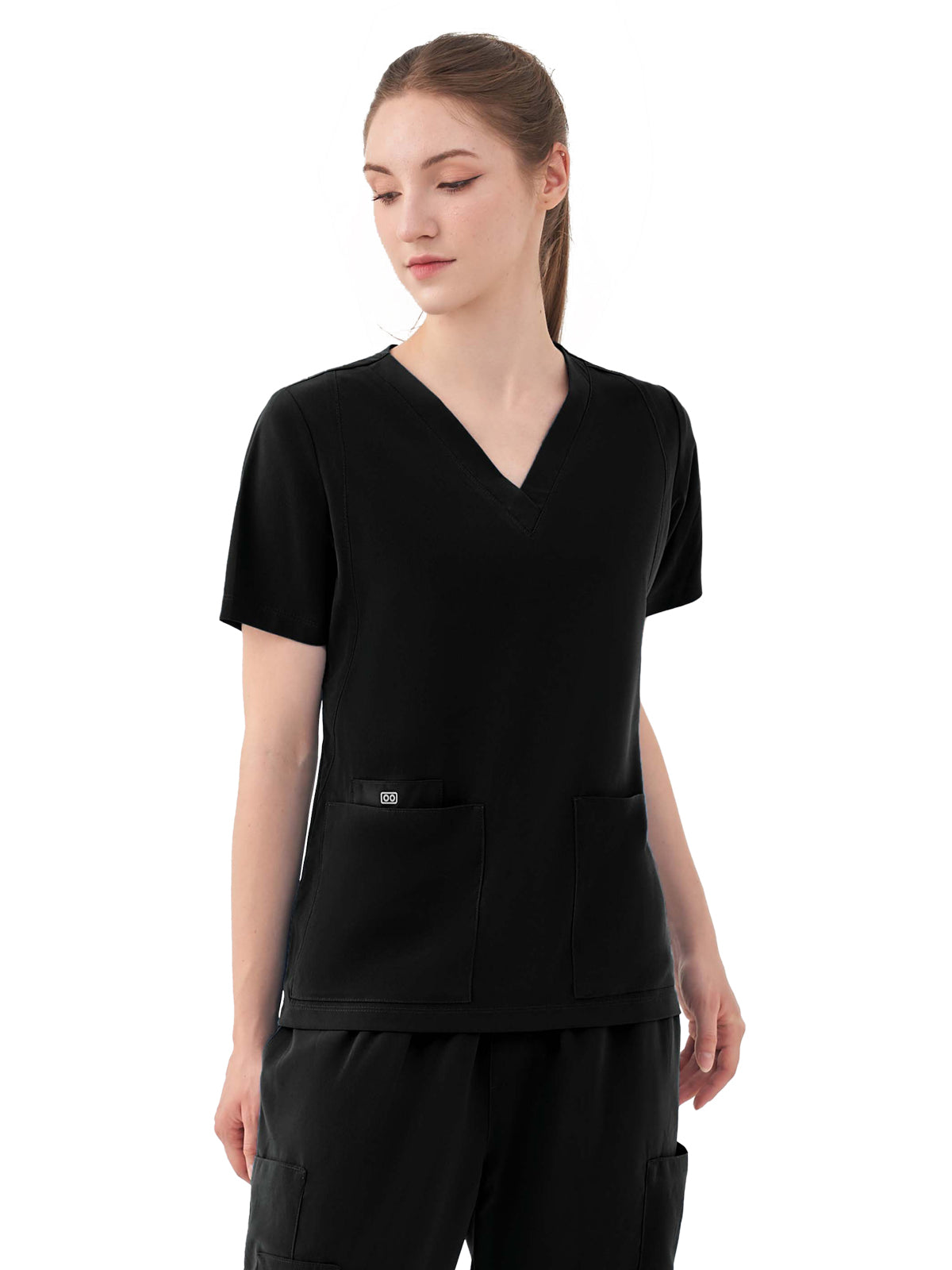 Women's Five-Pocket AURORA V-Neck Top - 1028 - Black