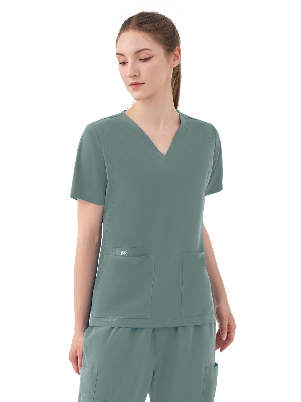 Women's Five-Pocket AURORA V-Neck Top - 1028 - Camp Green