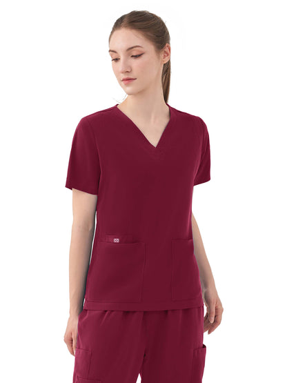 Women's Five-Pocket AURORA V-Neck Top - 1028 - Wine