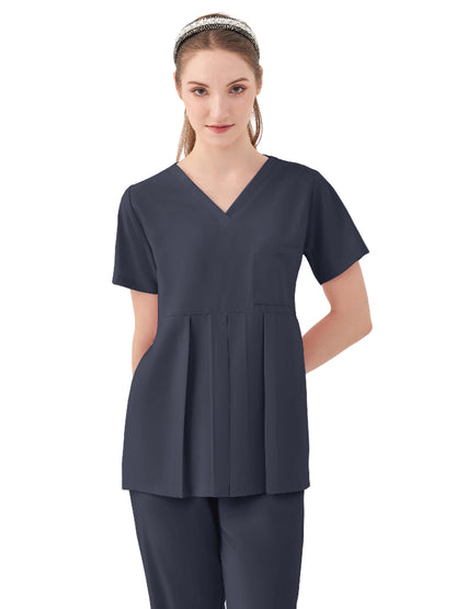 Women's One-Pocket ASPEN Peplum Maternity V-Neck Top - 1068 - Charcoal