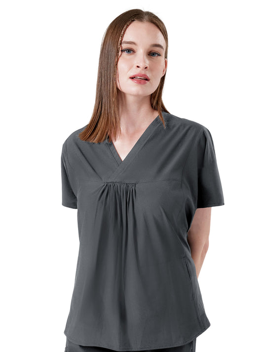 Women's Two-Pocket Shirred Nova Top - 1088 - Charcoal
