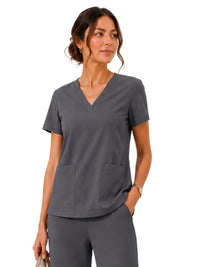 Women's Four-Pocket Cloud V-Neck Scrub Top - 1234 - Pewter