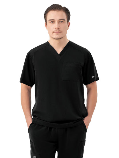 Men's Three-Pocket RYDER V-Neck Scrub Top - 1538 - Black