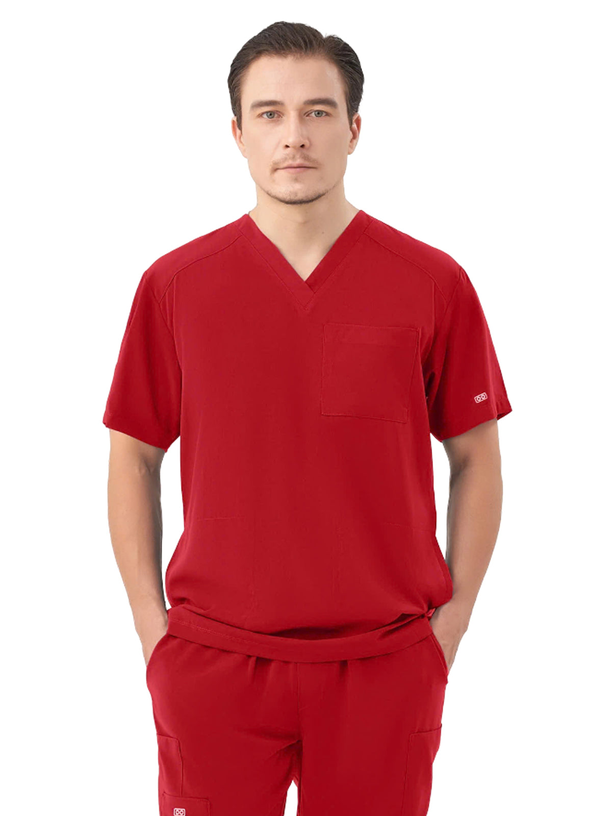 Men's Three-Pocket RYDER V-Neck Scrub Top - 1538 - Ruby Red