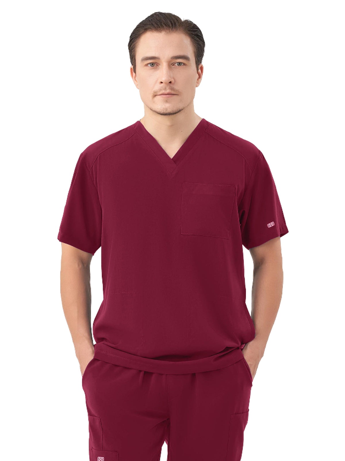 Men's Three-Pocket RYDER V-Neck Scrub Top - 1538 - Wine