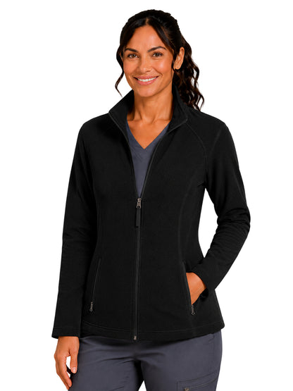 Women's Two-Pocket Bonded Fleece Full Zip Jacket - 6055 - Black