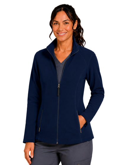 Women's Two-Pocket Bonded Fleece Full Zip Jacket - 6055 - Navy