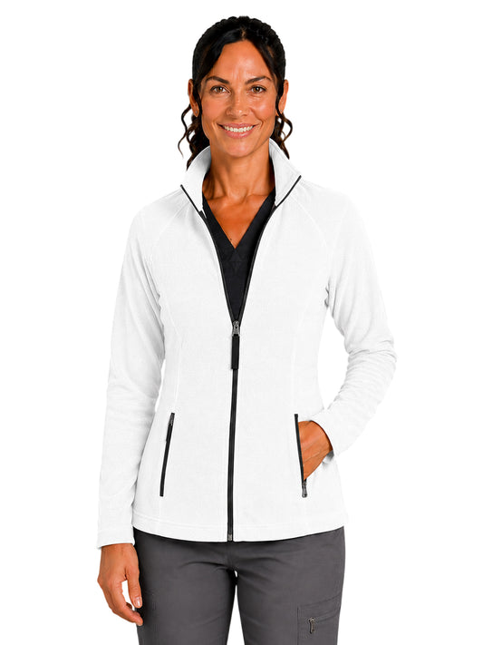 Women's Two-Pocket Bonded Fleece Full Zip Jacket - 6055 - White