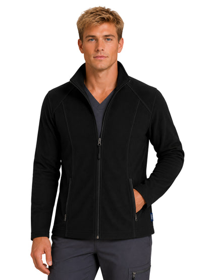 Men's Two-Pocket Bonded Fleece Full Zip Jacket - 6555 - Black